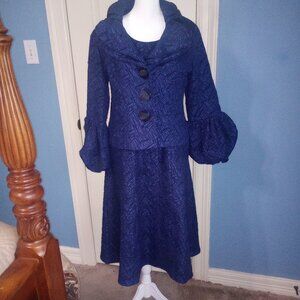 Ashro Dress & Jacket 2pc Navy Blue Set